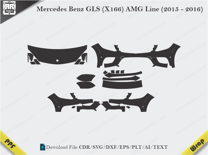 Mercedes Benz GLS (X166) AMG Line (2015 - 2016) Car PPF Template