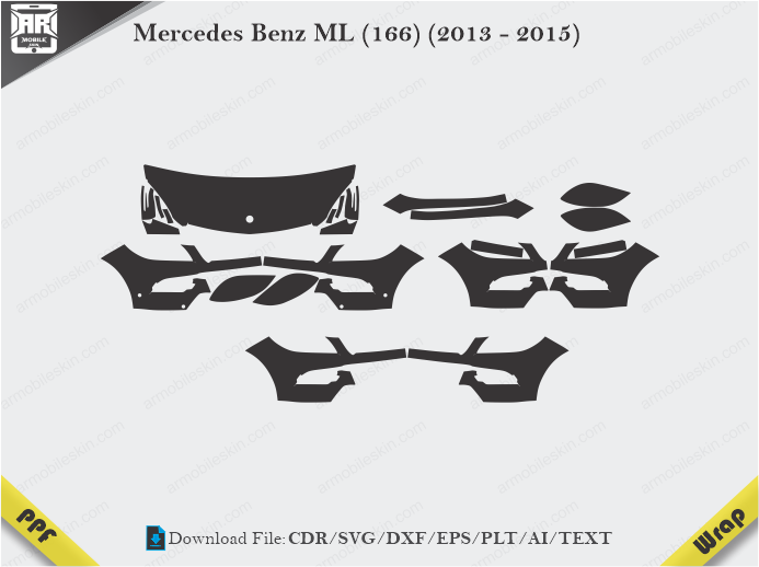 Mercedes Benz ML (166) (2013 - 2015) Car PPF Template