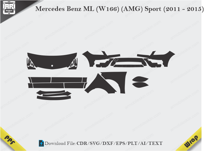 Mercedes Benz ML (W166) (AMG) Sport (2011 - 2015) Car PPF Template