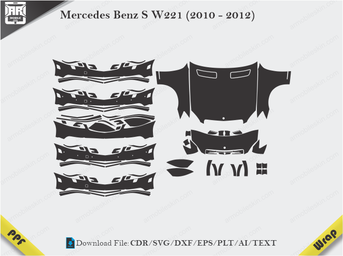 Mercedes Benz S W221 (2010 - 2012) Car PPF Template