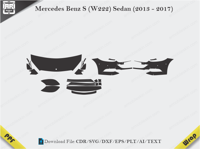 Mercedes Benz S (W222) Sedan (2013 - 2017) Car PPF Template