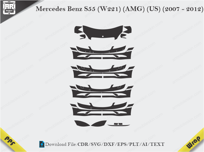 Mercedes Benz S55 (W221) (AMG) (US) (2007 - 2012) Car PPF Template