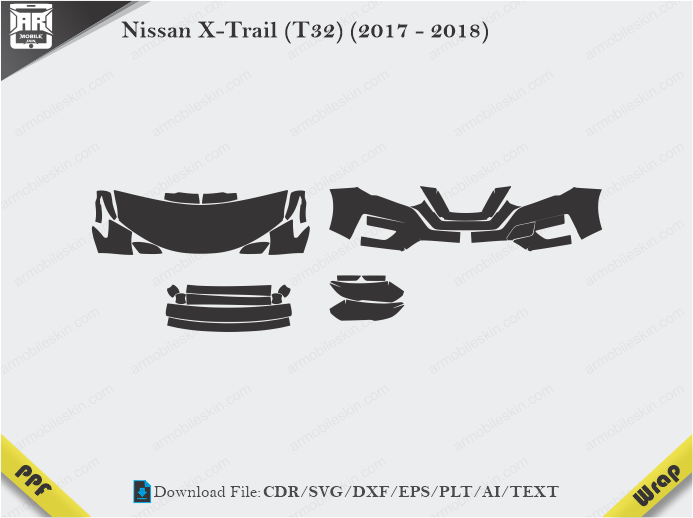 Nissan X-Trail (T32) (2017 - 2018) Car PPF Template