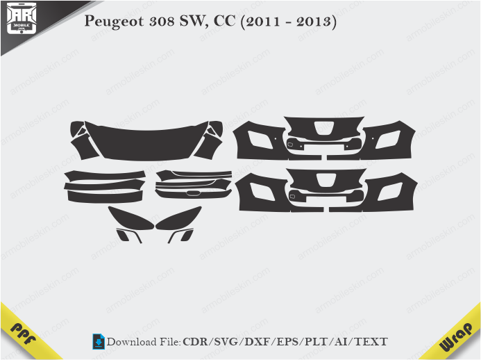 Peugeot 308 SW, CC (2011 - 2013) Car PPF Template