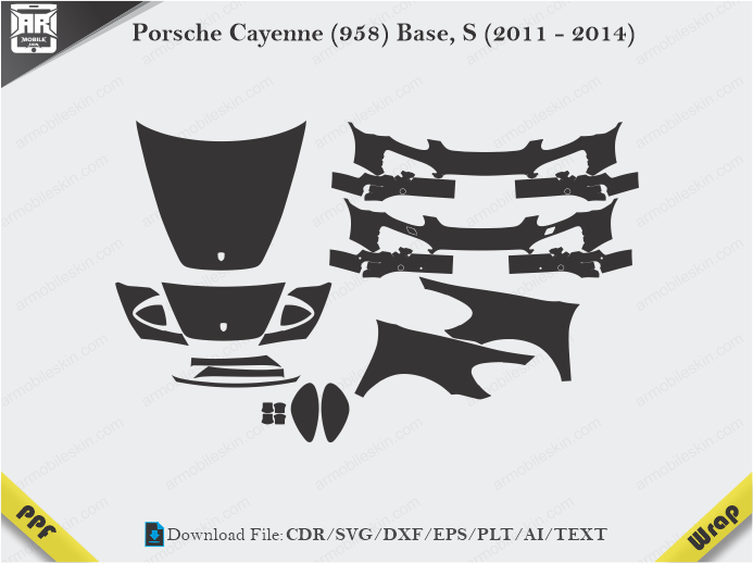 Porsche Cayenne (958) Base, S (2011 - 2014) Car PPF Template