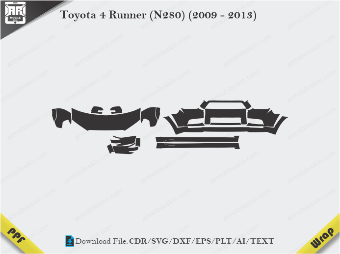 Toyota 4 Runner (N280) (2009 - 2013) Car PPF Template