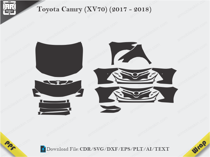 Toyota Camry (XV70) (2017 - 2018) Car PPF Template
