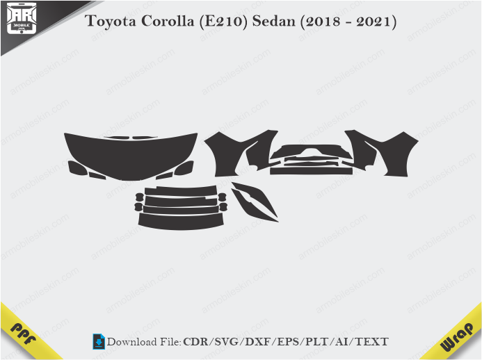 Toyota Corolla (E210) Sedan (2018 - 2021) Car PPF Template
