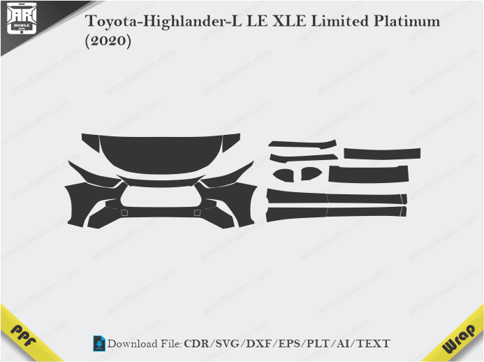 Toyota-Highlander-L LE XLE Limited Platinum (2020) Car PPF Template