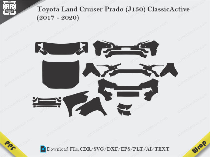 Toyota Land Cruiser Prado (J150) ClassicActive (2017 - 2020) Car PPF Template