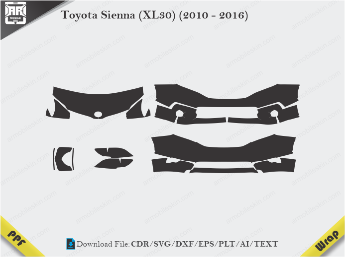 Toyota Sienna (XL30) (2010 - 2016) Car PPF Template