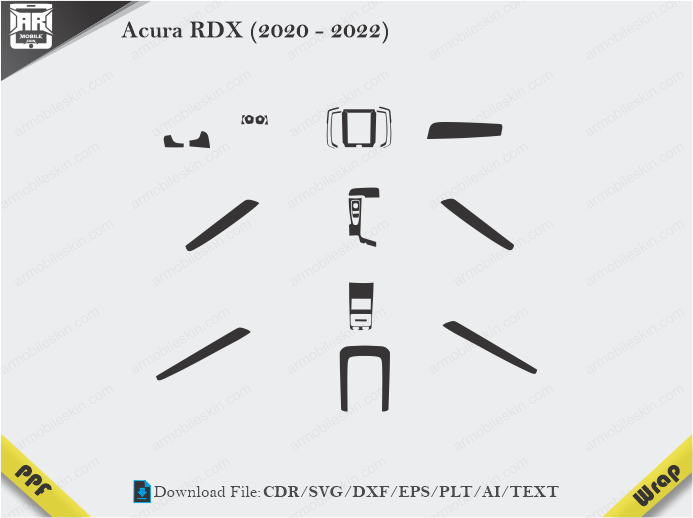 Acura RDX (2020 – 2022) Car Interior PPF or Wrap Template