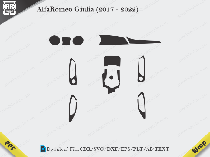 AlfaRomeo Giulia (2017 – 2022) Car Interior PPF or Wrap Template