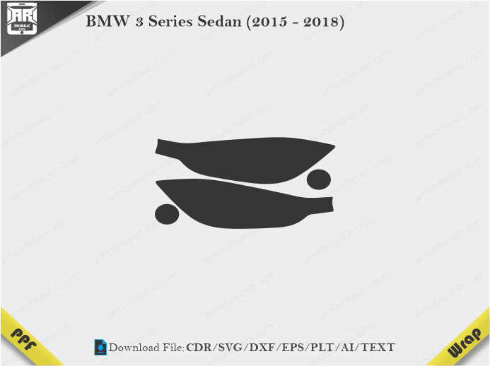 BMW 3 Series Sedan (2015 – 2018) Car Headlight Cutting Template
