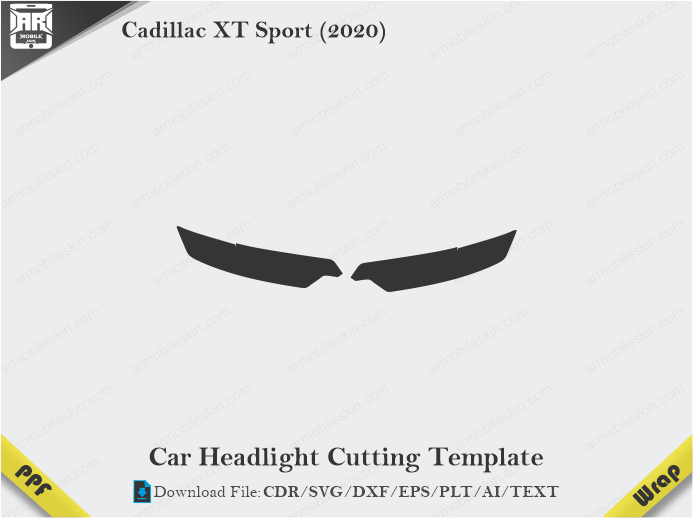Cadillac XT Sport (2020) Car Headlight Cutting Template