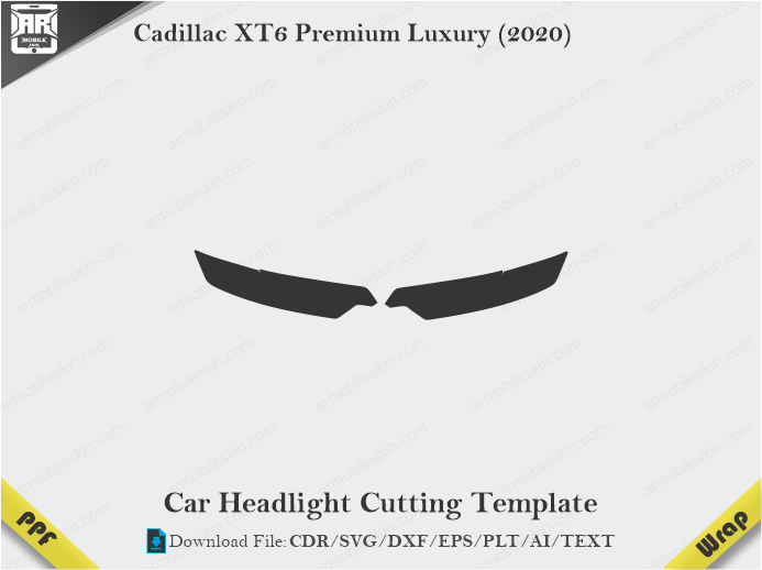 Cadillac XT6 Premium Luxury (2020) Car Headlight Cutting Template