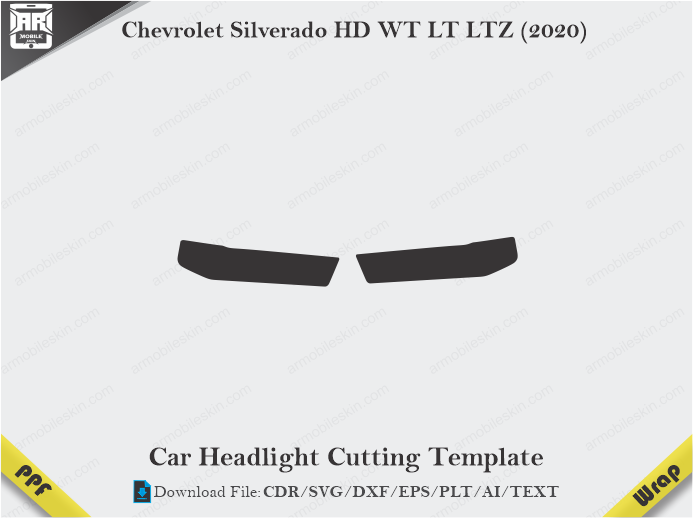 Chevrolet Silverado HD WT LT LTZ (2020) Car Headlight Template