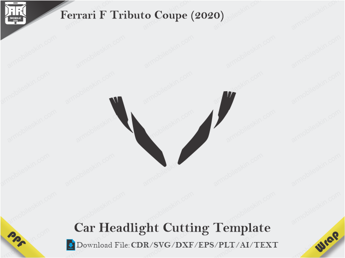 Ferrari F Tributo Coupe (2020) Car Headlight Cutting Template
