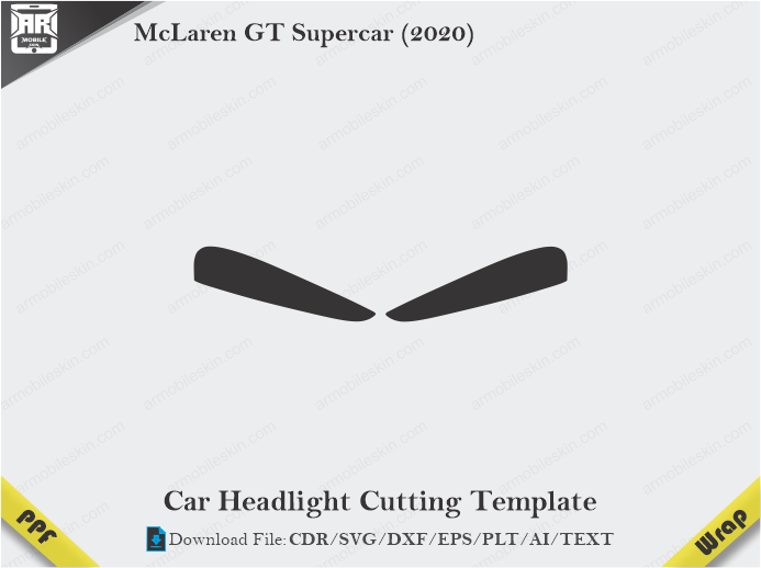 McLaren GT Supercar (2020) Car Headlight Cutting Template