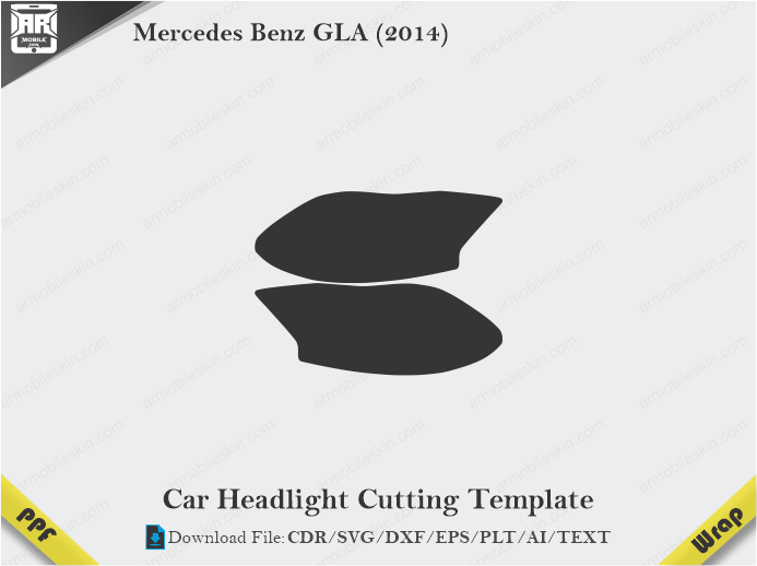 Mercedes Benz GLA (2014) Car Headlight Cutting Template