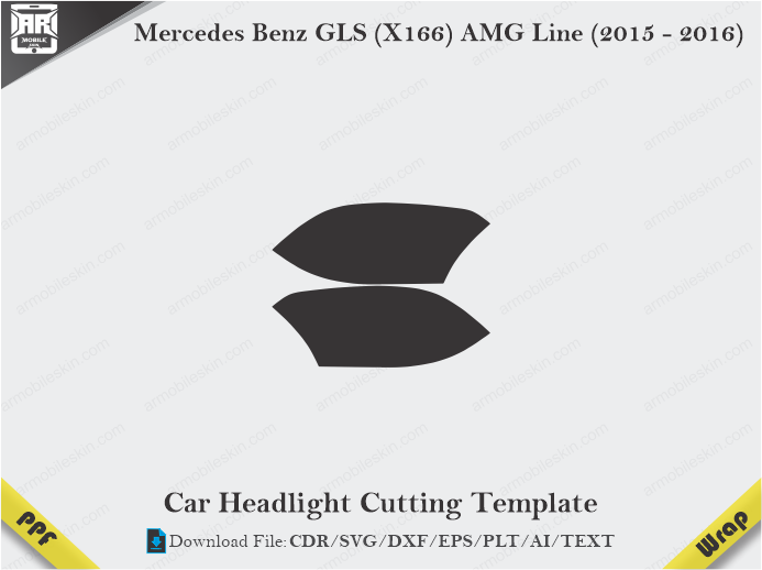 Mercedes Benz GLS (X166) AMG Line (2015 - 2016) Car Headlight Template