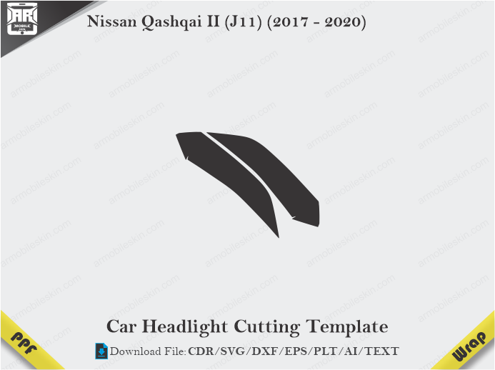 Nissan Qashqai II (J11) (2017 – 2020) Car Headlight Cutting Template