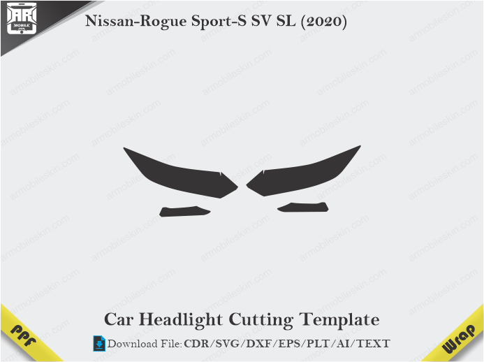 Nissan-Rogue Sport-S SV SL (2020) Car Headlight Cutting Template