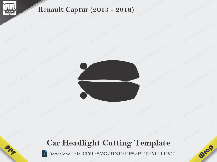 Renault Captur (2013 – 2016) Car Headlight Cutting Template