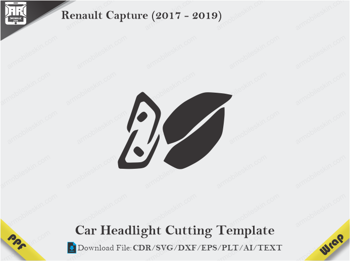 Renault Capture (2017 – 2019) Car Headlight Cutting Template