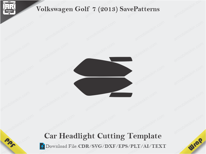 Volkswagen Golf 7 (2013) SavePatterns Car Headlight Cutting Template