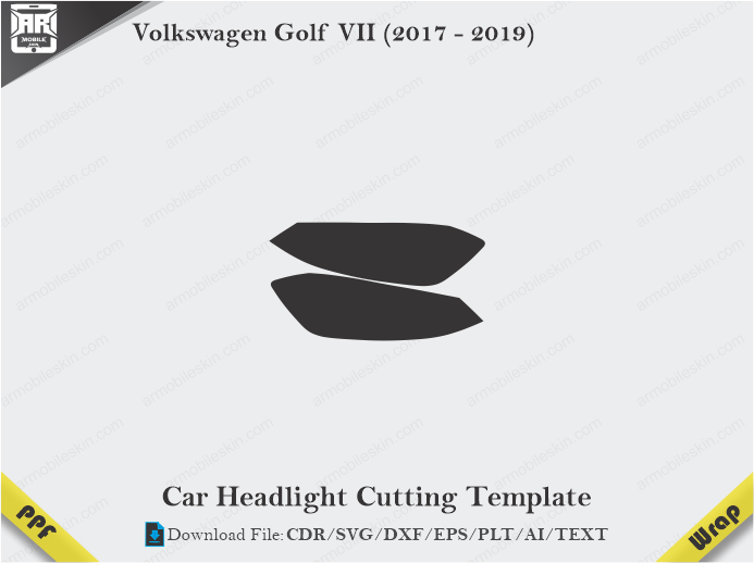Volkswagen Golf VII (2017 – 2019) Car Headlight Cutting Template