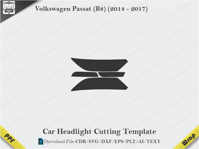 Volkswagen Passat (B8) (2014 – 2017) Car Headlight Cutting Template