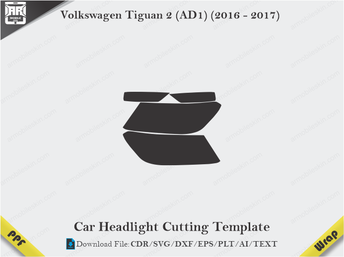 Volkswagen Tiguan 2 (AD1) (2016 – 2017) Car Headlight Cutting Template
