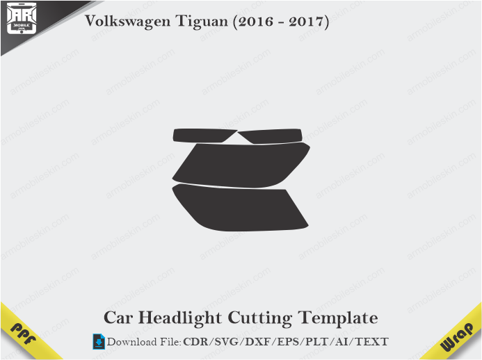Volkswagen Tiguan (2016 – 2017) Car Headlight Cutting Template