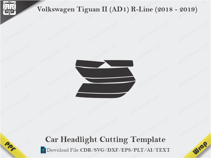Volkswagen Tiguan II (AD1) R-Line (2018 – 2019) Car Headlight Cutting Template