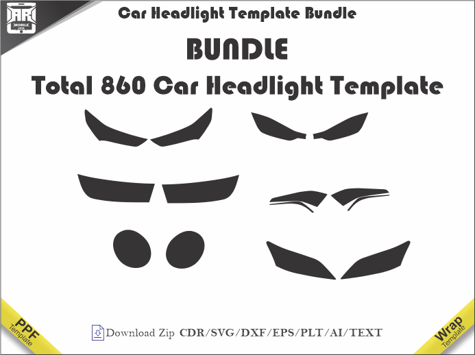 Car Headlight bundle PPF Template
