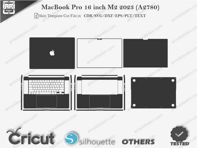 MacBook Pro 16 inch M2 2023 (A2780) Skin Template Vector