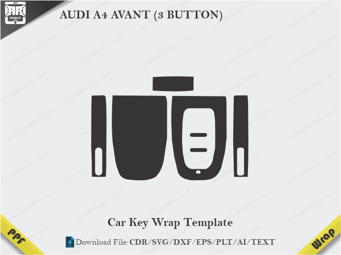 AUDI A4 AVANT (3 BUTTON) Car Key Wrap Template Vector