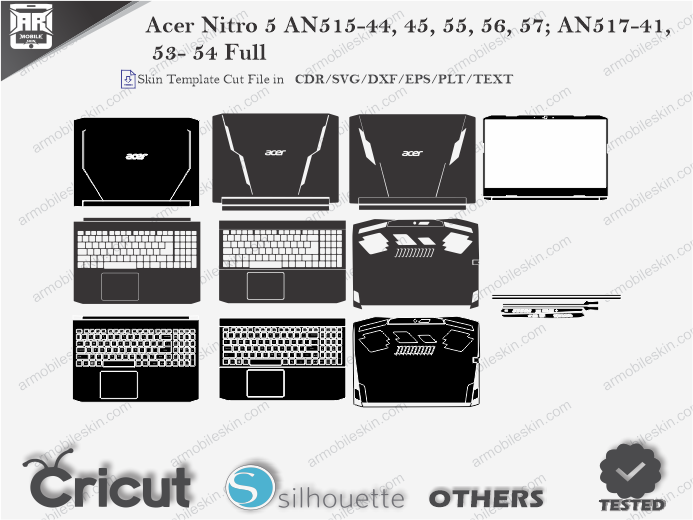 Acer Nitro 5 AN515-44, 45, 55, 56, 57; AN517-41, 53- 54 Full Skin Template Vector