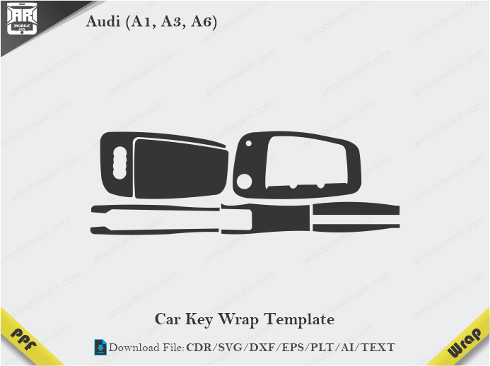 Audi (A1, A3, A6) Car Key Wrap Template Vector