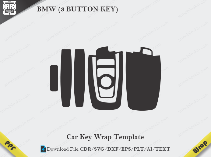 BMW (3 BUTTON KEY) Car Key Wrap Template Vector