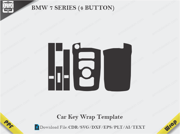BMW 7 SERIES (4 BUTTON) Car Key Wrap Template Vector