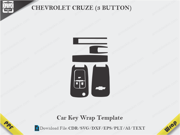 CHEVROLET CRUZE (3 BUTTON) Car Key Wrap Template Vector