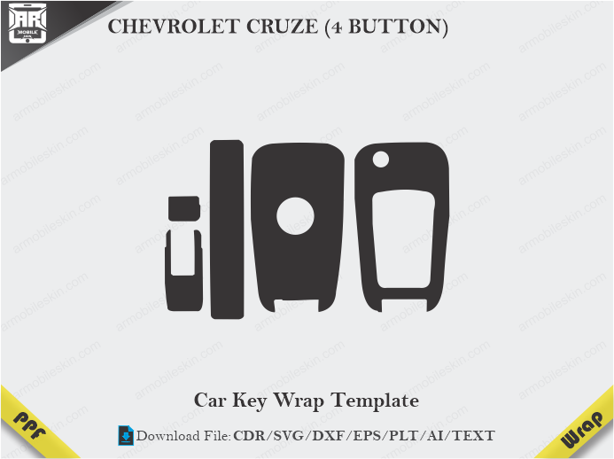 CHEVROLET CRUZE (4 BUTTON) Car Key Wrap Template Vector