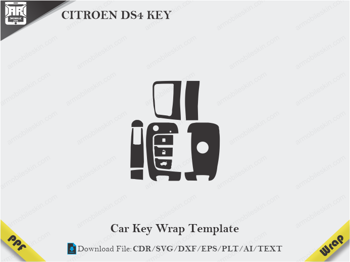 CITROEN DS4 KEY Car Key Wrap Template Vector