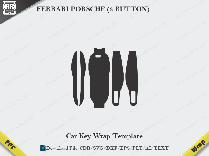 FERRARI PORSCHE (3 BUTTON) Car Key Wrap Template Vector