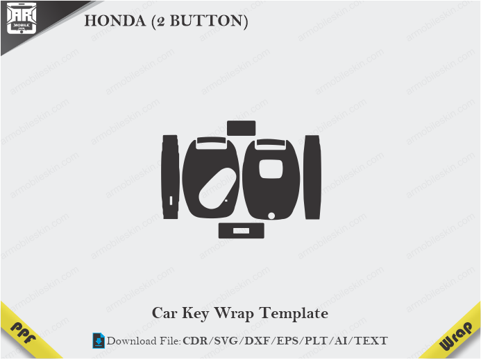 HONDA (2 BUTTON) Car Key Wrap Template Vector