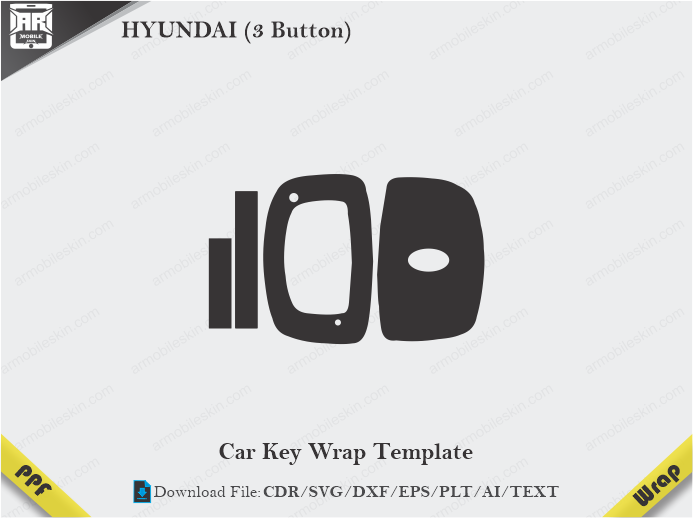 HYUNDAI (3 Button) Car Key Wrap Template Vector