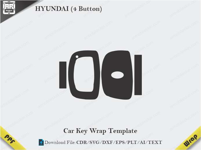 HYUNDAI (4 Button) Car Key Wrap Template Vector