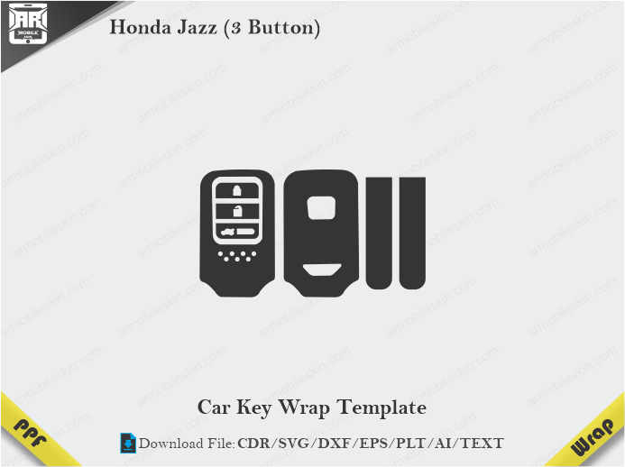 Honda Jazz (3 Button) Car Key Wrap Template Vector